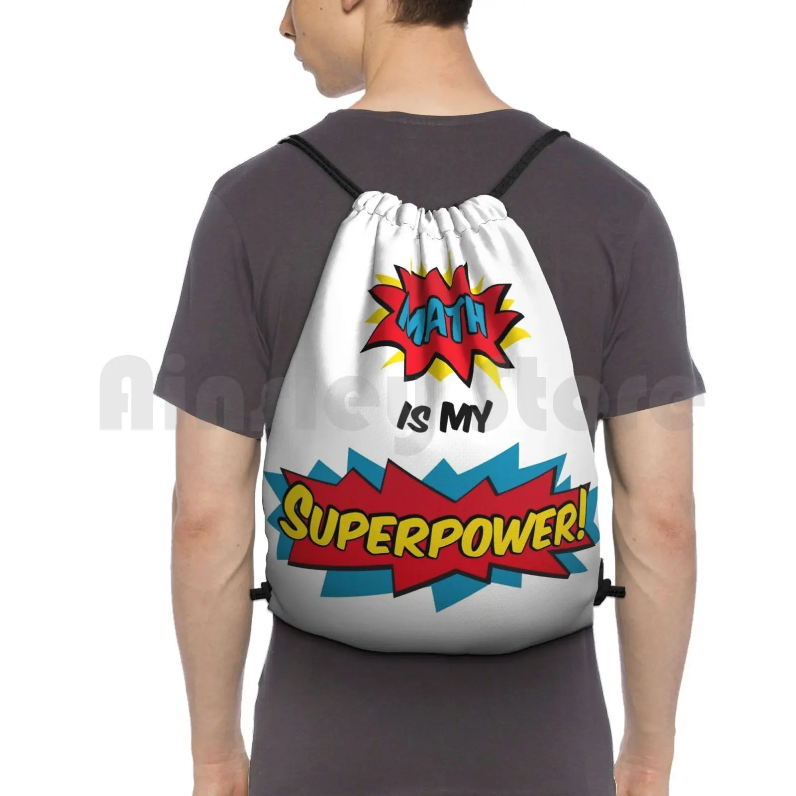 

Math Is My Superpower Backpack Drawstring Bag Riding Climbing Gym Bag Superhero Science Nerd Nerdy Geek Geeky School Teacher