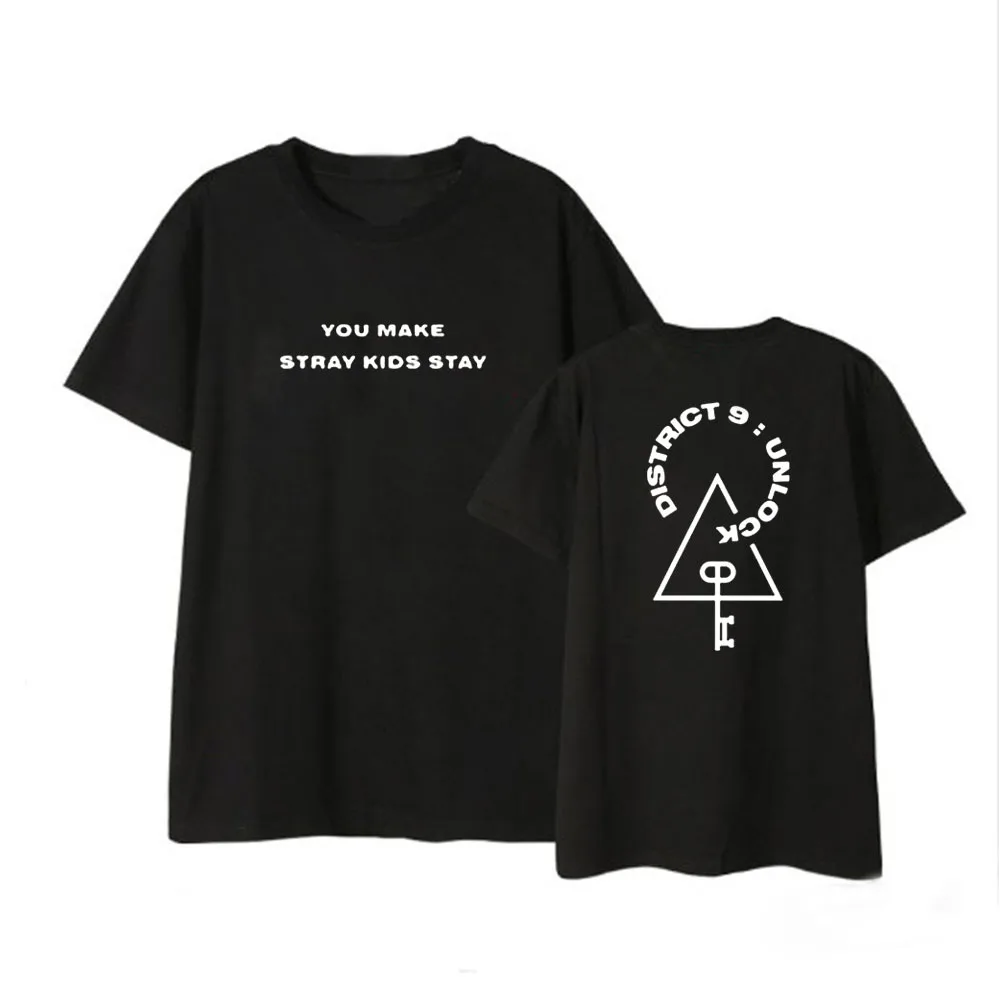 

Kpop fashion Tshirt stray kids concert District 9 Unlock printing Casual Loose Clothes Tshirt T Shirt Short Sleeve Tops T-shirt
