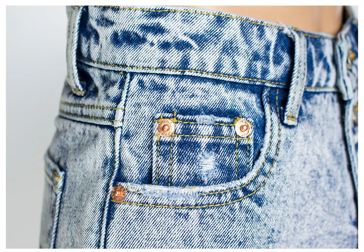 

Street hipster fashion denim raw edge women's shorts