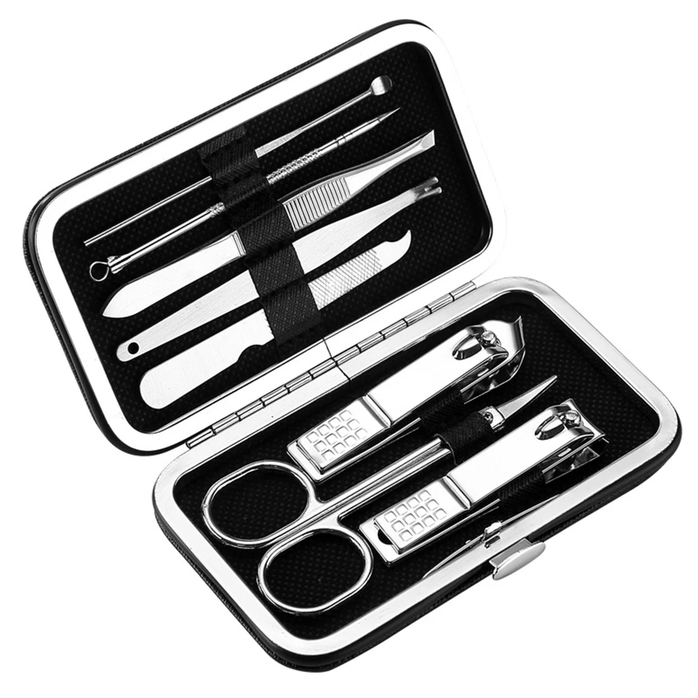 8 шт./компл. Нержавеющая сталь Портативный кусачки для ногтей из двух вещей черно