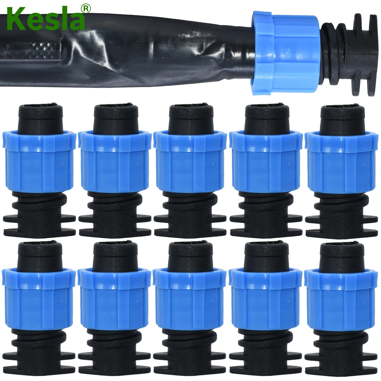 KESLA 10PCS 16mm 5/8" Drip Irrigation Tape End Plug Pipe Fitting Connectors w Thread Lock for Garden Watering System Greenyhouse