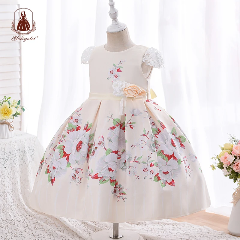 

Yoliyolei Flower Printed Girls Dress Children Clothes Kids Long Dresses For Girls Ball Gown Wedding Party Princess Carnival