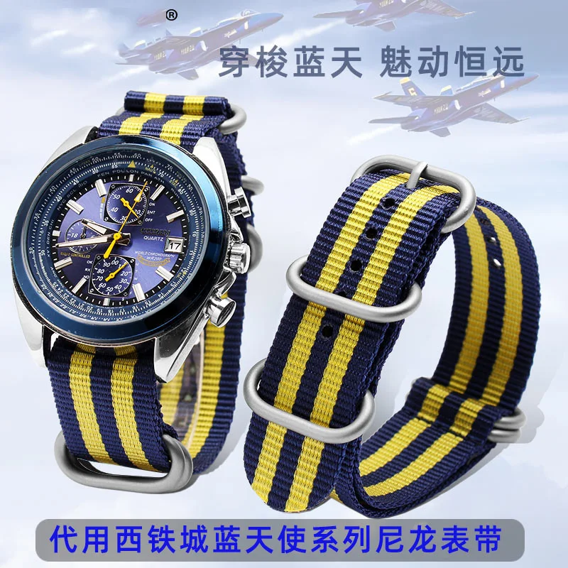Nylon Watch Strap for Citizen City Air Eagle Blue Angel At80