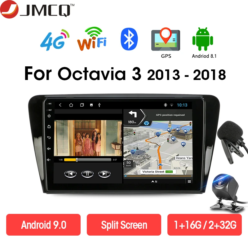 Автомобильный мультимедийный DVD плеер JMCQ 2 Гб + 32 ГБ навигация GPS для SKODA Octavia 3 A7 III