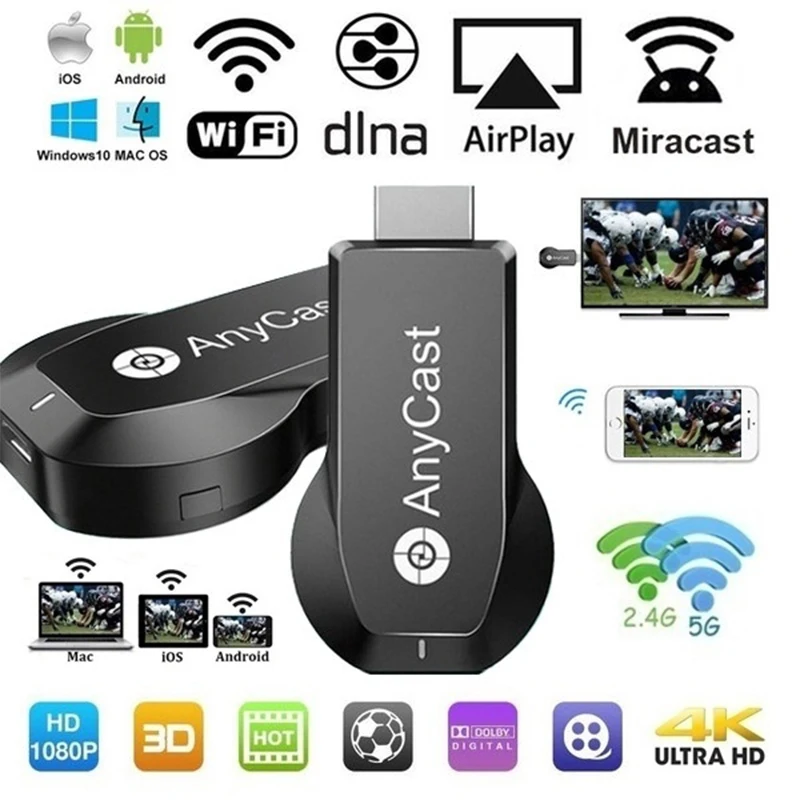 Новинка Anycast M100 2,4G 5G HDMI 4K Ultra HD беспроводной DLNA AirPlay HDMI tv Stick Wifi Дисплей ключ приемник для IOS Android