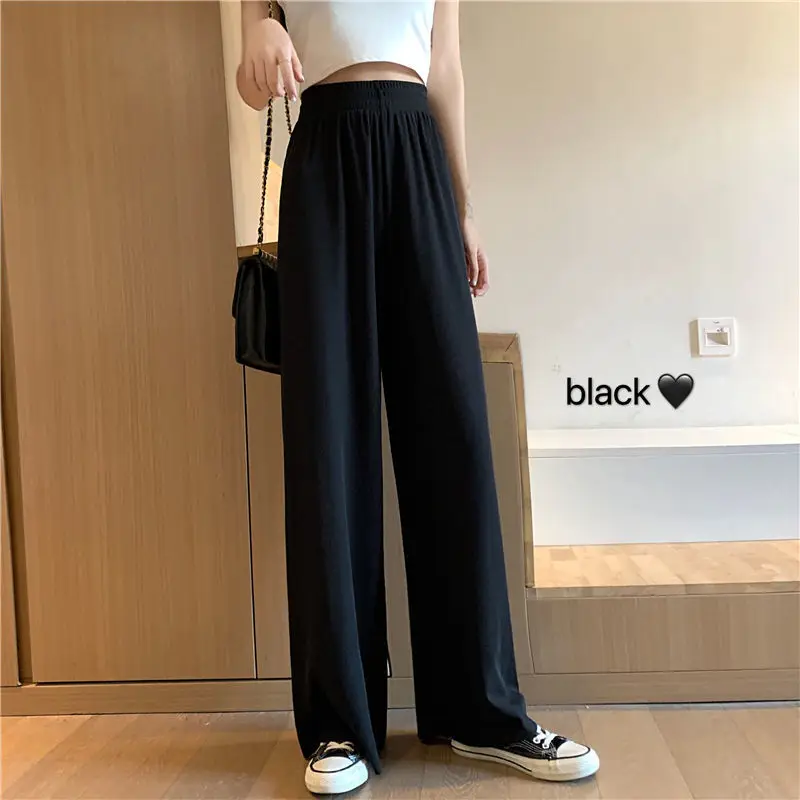 

Small 150cm Sweeping Wide-leg Pants Women's Sagging Summer Ice Silk Pants 2021 New Short Summer Thin woman pants