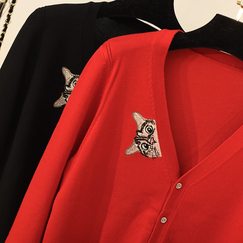 Вязаный кардиган для женщин корейский свитер с вышивкой вязаный короткий