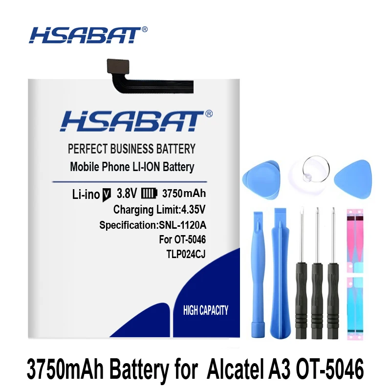 Hsabat TLP024C1 TLP024CJ TLP024CC 3750 мА/ч, Батарея для Alcatel Работает с любым оператором, A3 OT-5046/Touch Shine Lite OT-5080 5080X OT-5046D OT-5046Y 5046D 5046Y