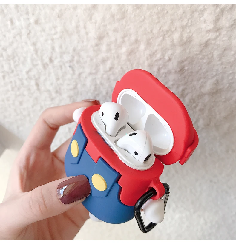 Silicone Bluetooth Earphone Case for Apple AirPods 3D Protective 1/2 Cute Cover Unique Cartoon Pipeliner Design | Электроника