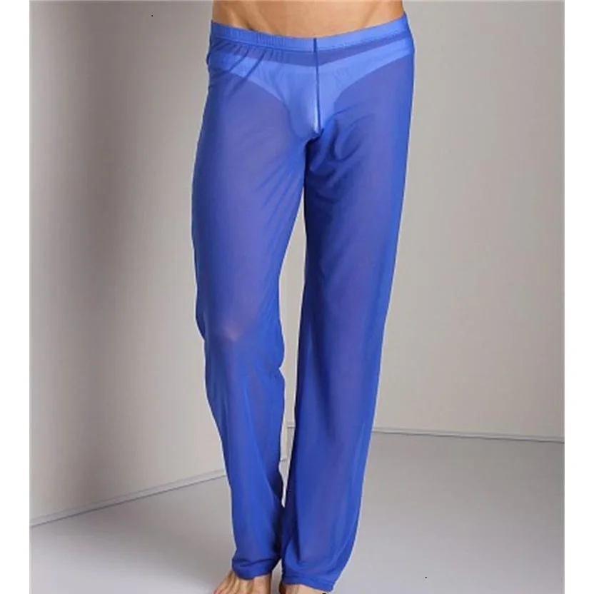 Прямые дышащие мужские сетчатые штаны с низкой талией прозрачные домашние