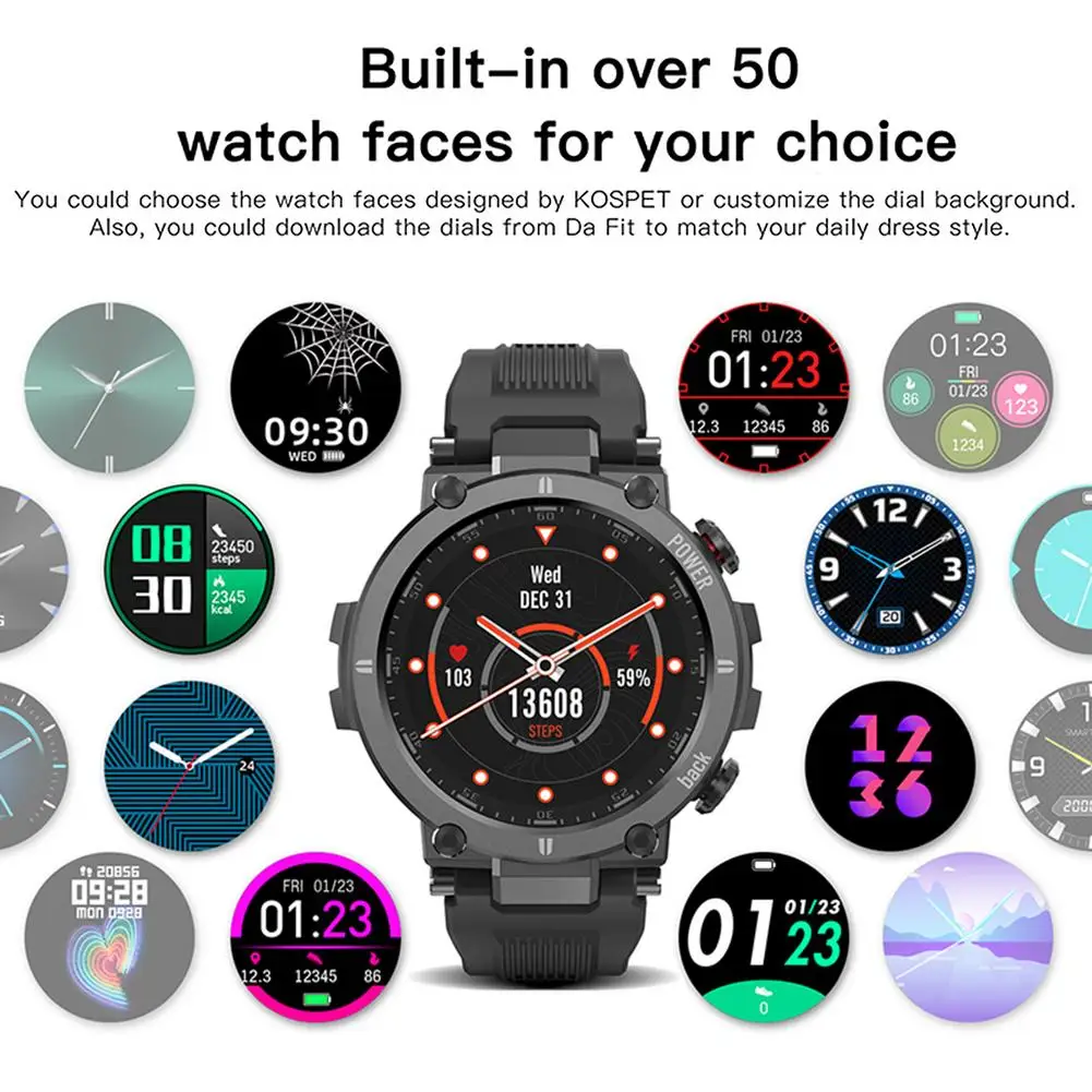 

2021 NEW Smart Watch IP68waterproof Men Women Heart Rate Monitor Bluetooth Connect Smartwatch Fitness For KOSPET Raptor