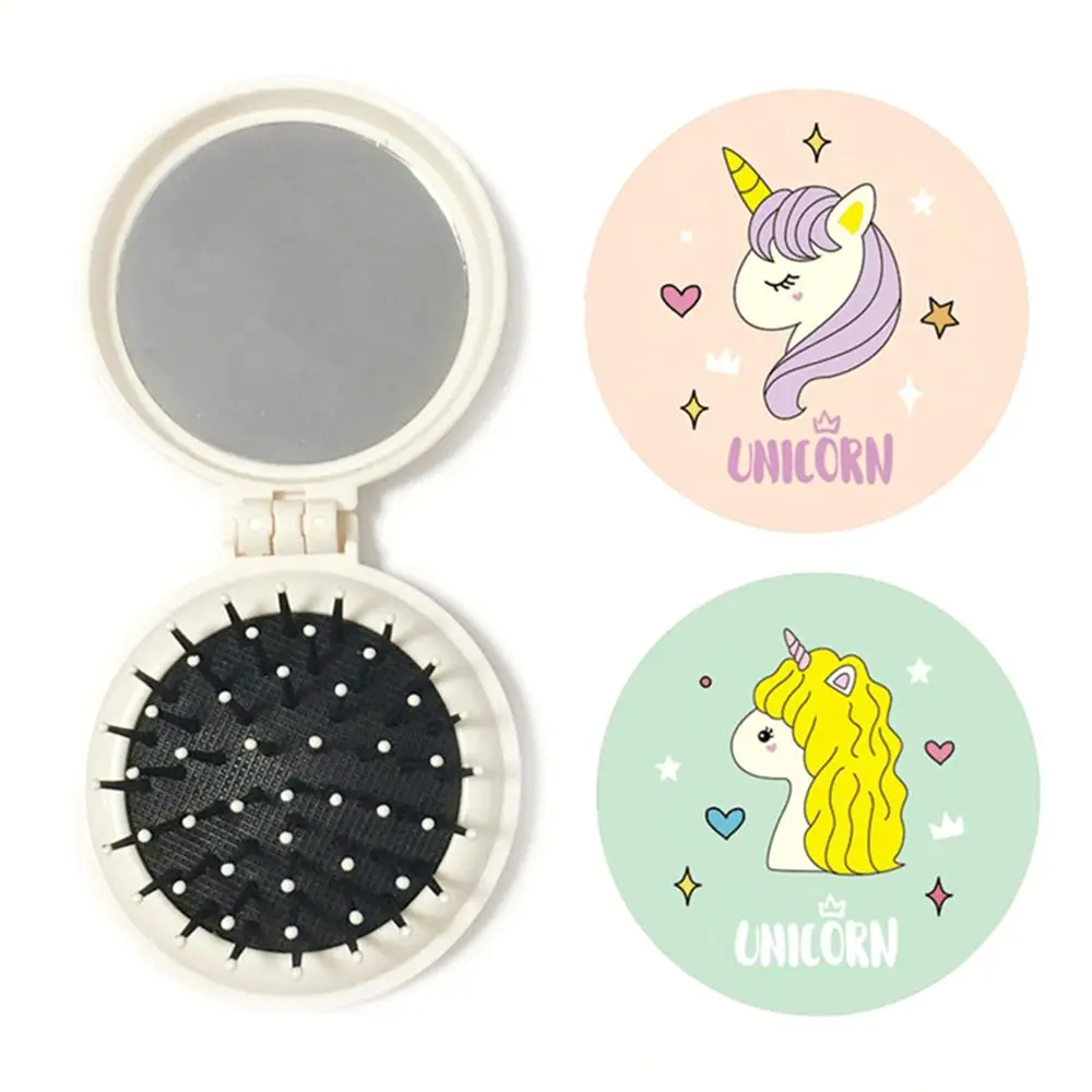 

1 Pc New Makeup Comb Hair Brush Pro Styling Tool Portable Mini Folding Comb Airbag Massage Round Travel Hair Brush With Mirror