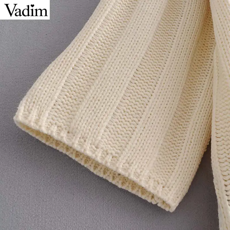 Vadim женский базовый Свободный вязаный свитер с высоким воротом и длинным рукавом