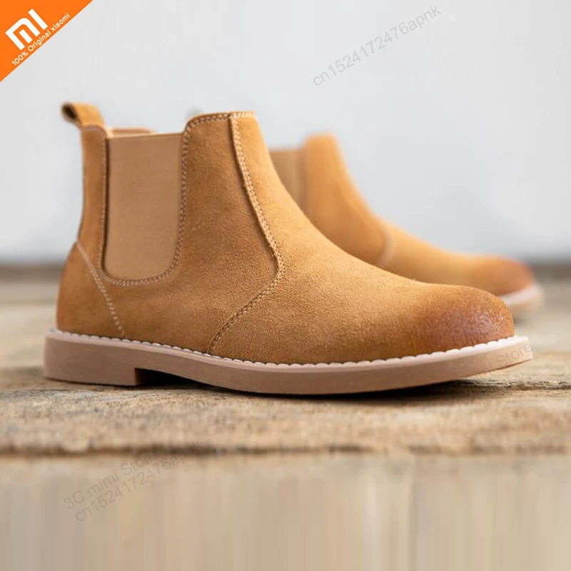 Оригинальные кожаные ботинки челси xiaomi высокого качества замшевые из ткани с