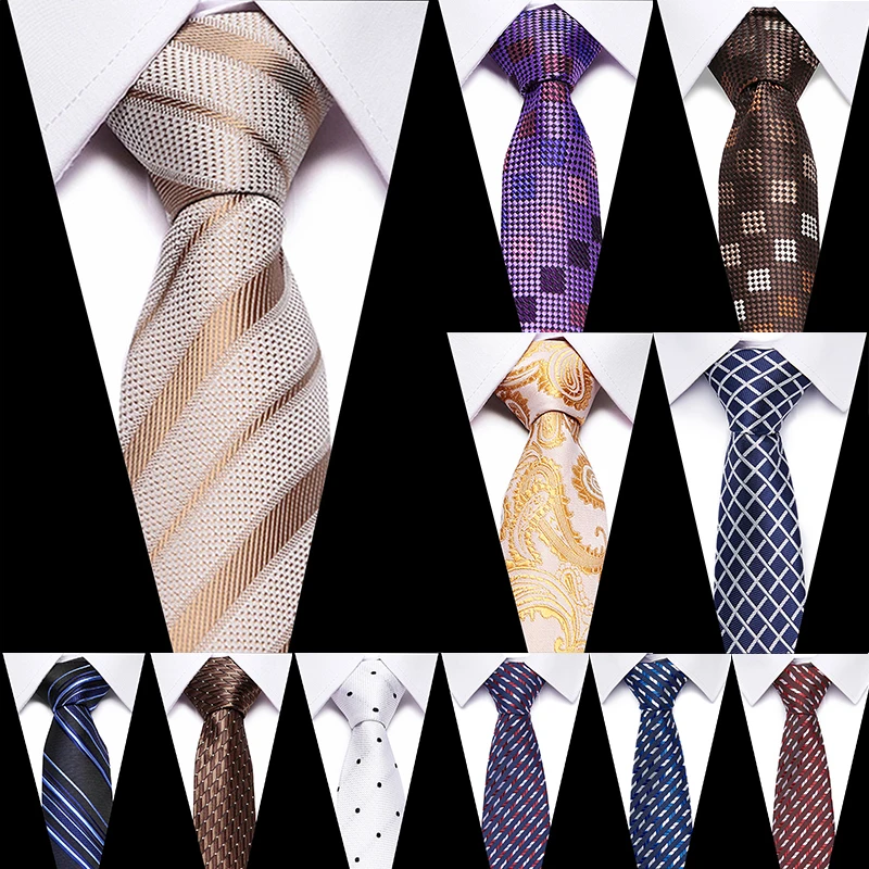 Роскошный 100% Шелковый жаккардовый тканый галстук на шею костюм клетчатый для