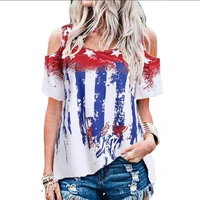 2021 summer new ladies casual star print short sleeved round neck strapless street style female oversized t shirt