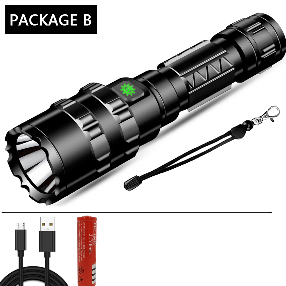 Option B Litwod Z401002 охотничий светодиодный фонарь 65000лм Мощный тактический фонарь Перезаряжаемый 18650 аккумулятор водонепроницаемый Скаут свет - Испускаемый цвет: Option B