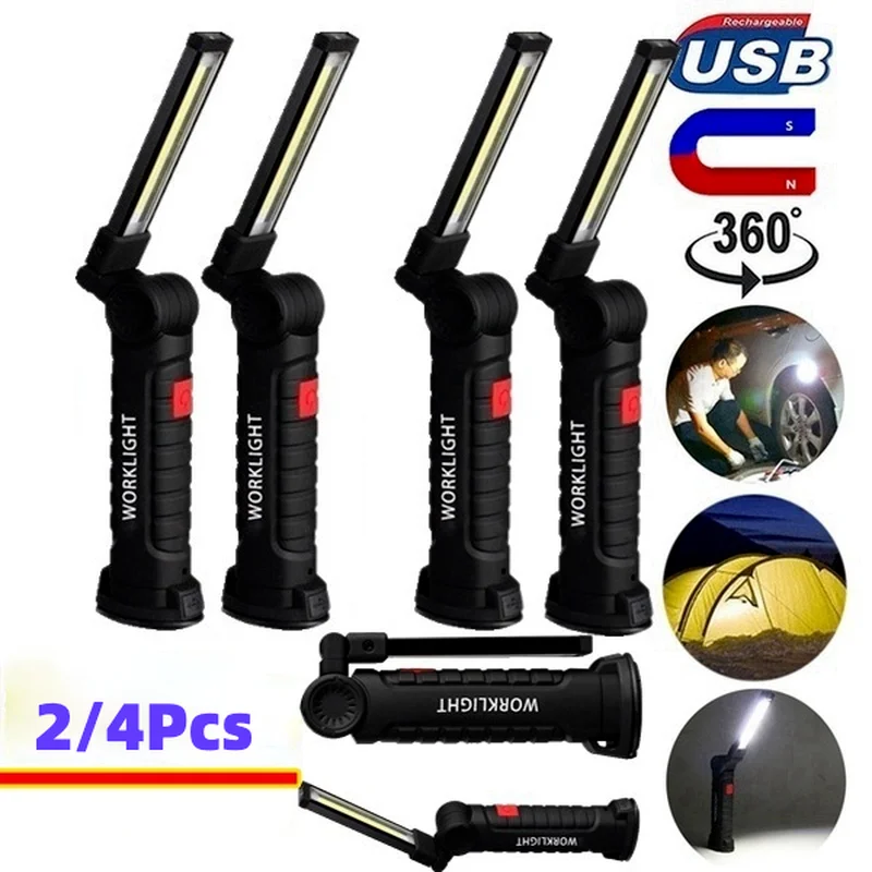 

5 Modes USB Rechargeable Bright LED Flashlight COB Work Lights for Car Repair,Household and Emergency Use