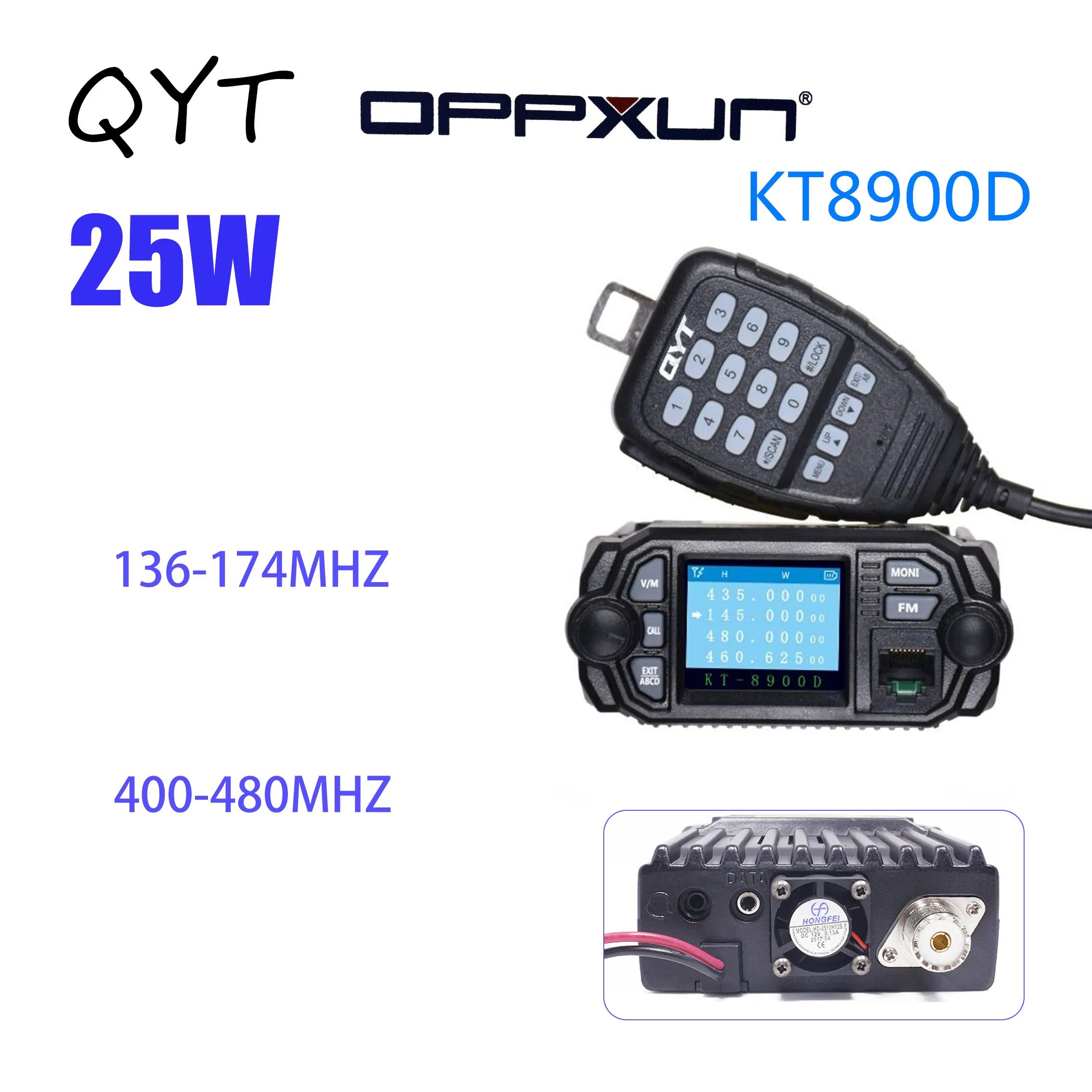 

QYT KT-8900D VHF UHF мобильный радиоприемник, двухдиапазонный радиоприемник FM 25 Вт, рация KT8900D, дисплей