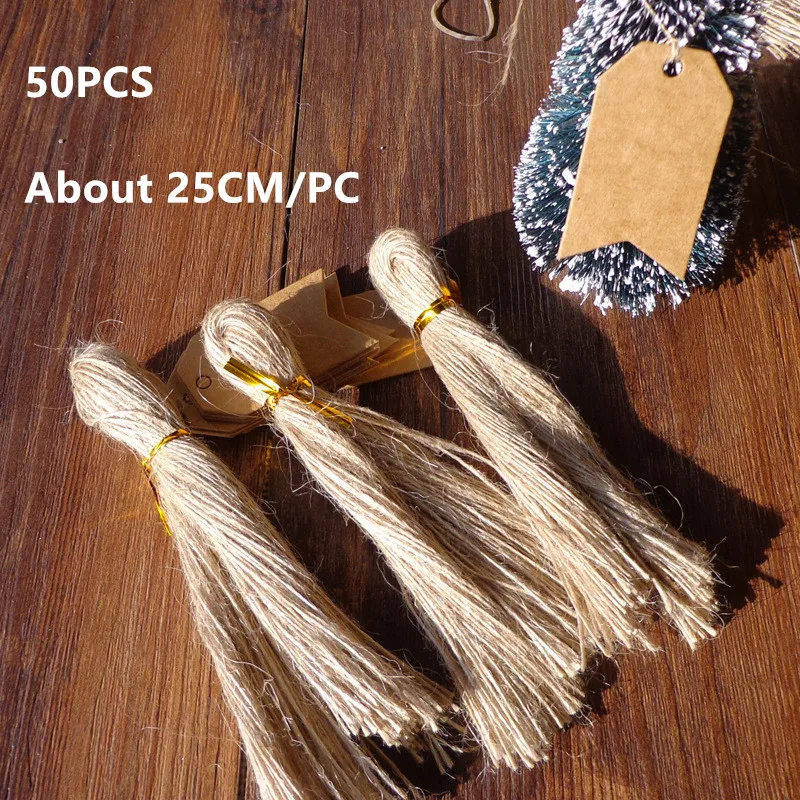 50pcs Hemp String 50 шт. Рождественский подарок крафт-бумажные бирки Санта-Клаус бумага висячая бирка Снежинка Новогодняя вечеринка Декор ярлык для рукоделия подарочные бирки - Цвет: 50pcs Hemp String