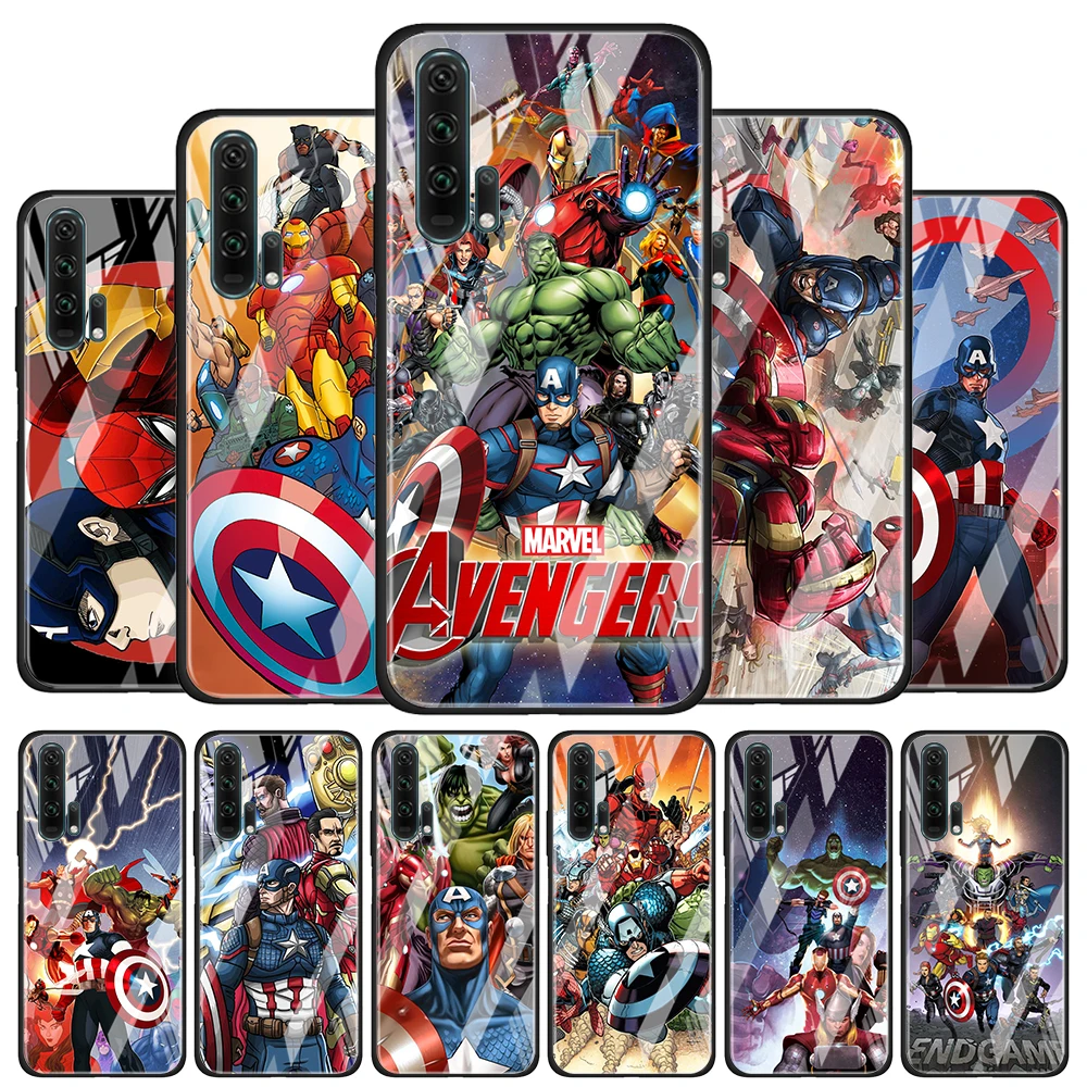 

Marvel Avengers for Honor 30 20 10 9X Pro Plus Lite 8X Huawei Y8P Y6P Y5P Y9 Y7 Y6 2019 Tempered Glass Phone Case