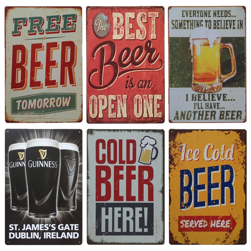 Guinness Wine Metal Wall Art Tin Sign Vintage Free Beer Signs Irish Pub Cafeteria Kitchen Decor Shabby Chic Posters And Prints