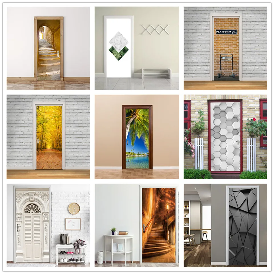 3D наклейка на дверь из ПВХ самоклеящиеся обои настенные наклейки для обновления