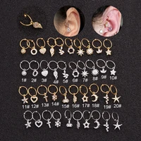 1pcs star moon wings flower ear piercing tragus captive bead ring for ear nose septum ring helix cartilage piercing jewelry