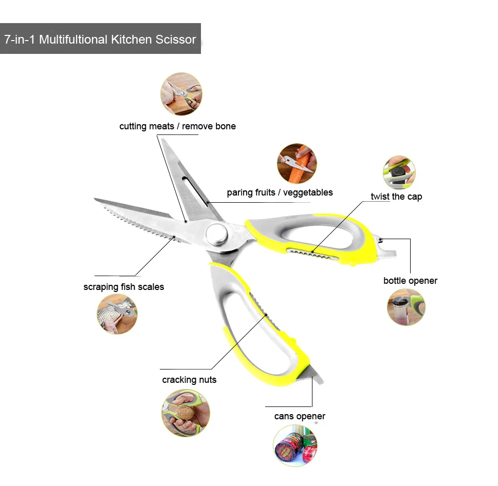 1 кухонные ножницы Магнитный нож Съемное Сиденье из нержавеющей стали для рыбы