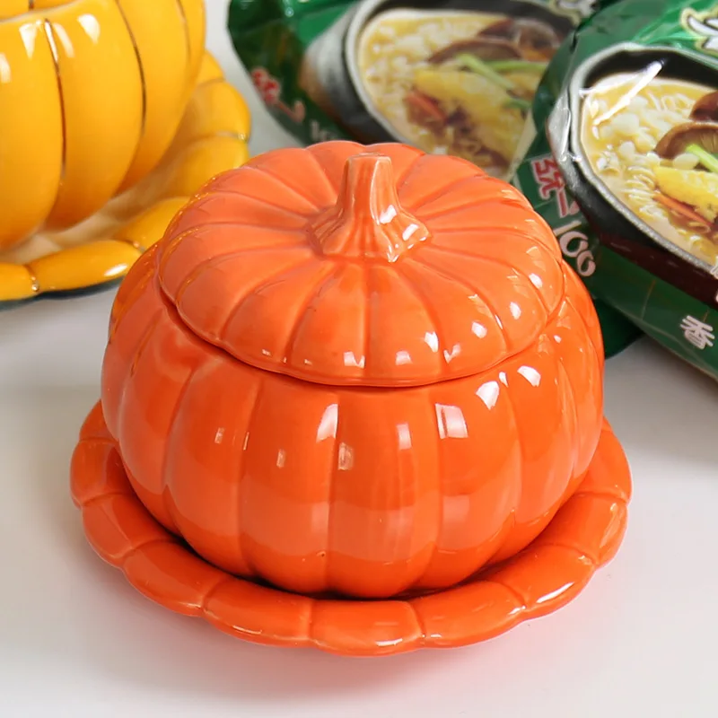Керамическая миска в форме тыквы для сохранения тепла с крышкой Творческий