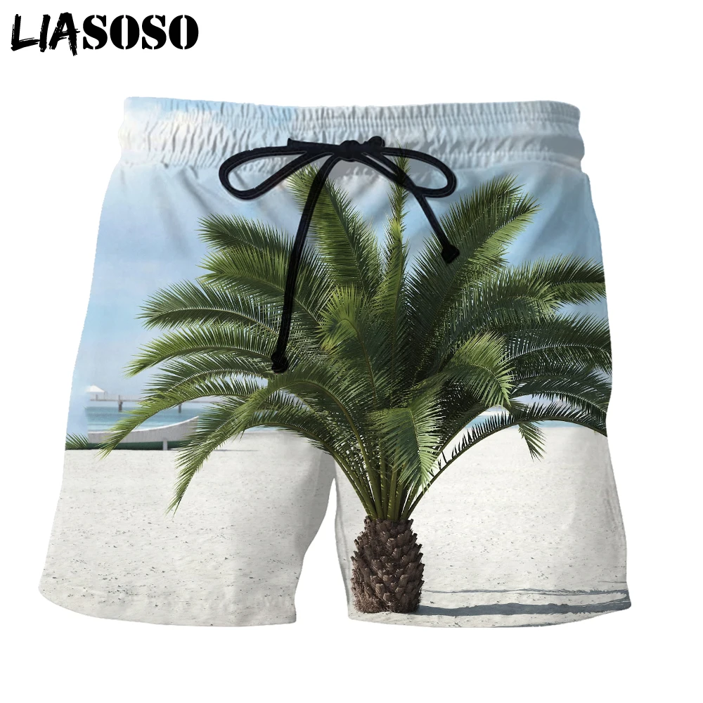 

LIASOSO Palm Tree Plant 3D Printing Men Women New Pants Beach Sweatpants Shorts Fashion Casual Summer refreshing Seaside Plant