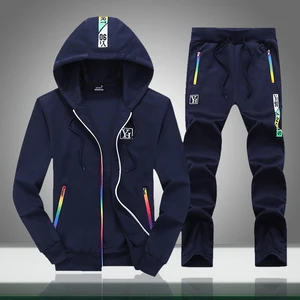 Мужской повседневный спортивный костюм с капюшоном на молнии, приталенный мужской спортивный костюм, осень 2020, мужская спортивная одежда, куртки + штаны, комплекты из двух предметов с принтом