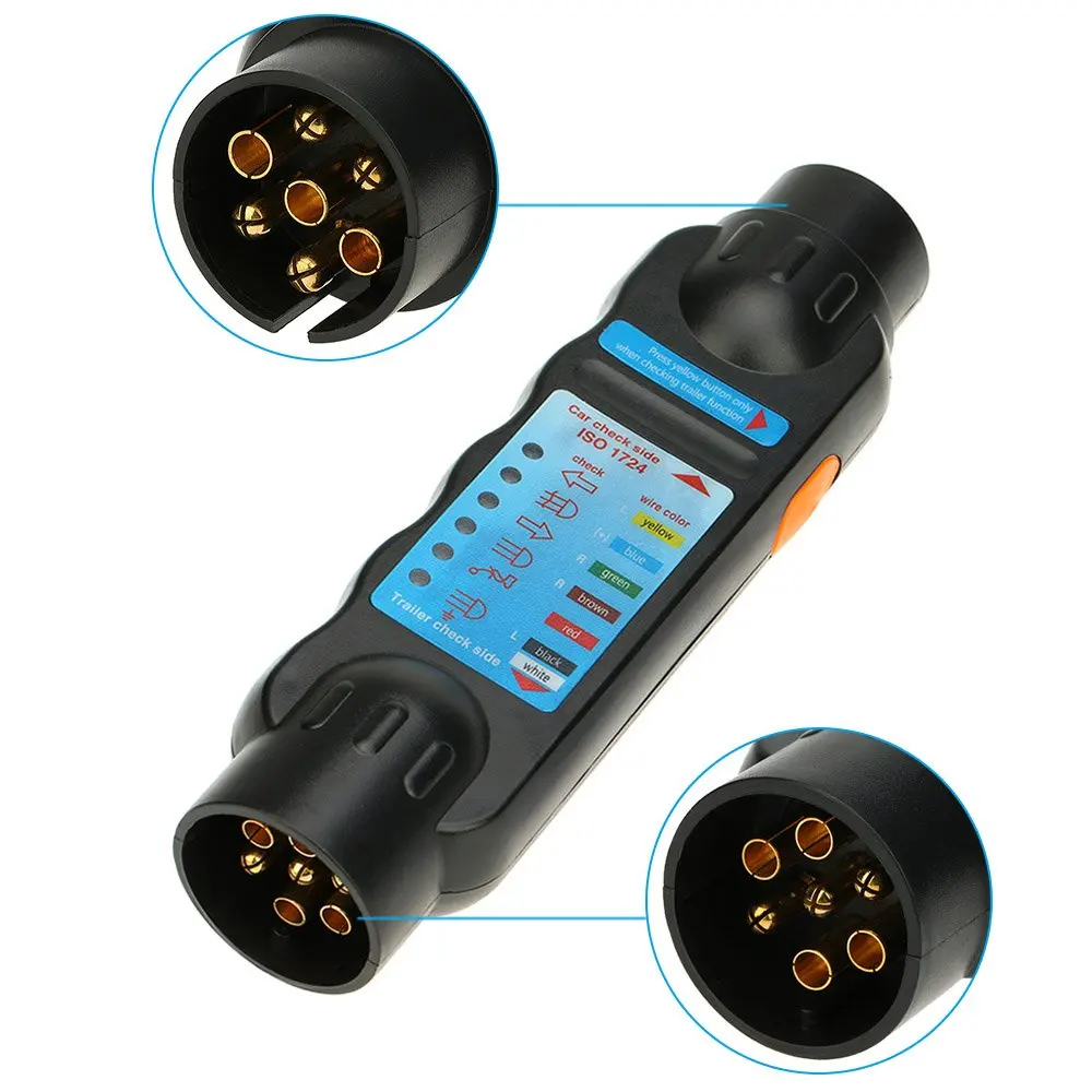 

European 12V 7-Pin Trailer Tester Tool Car Towing Trailer Tester Plug Socket Connection Tester wiring circuit light test tool