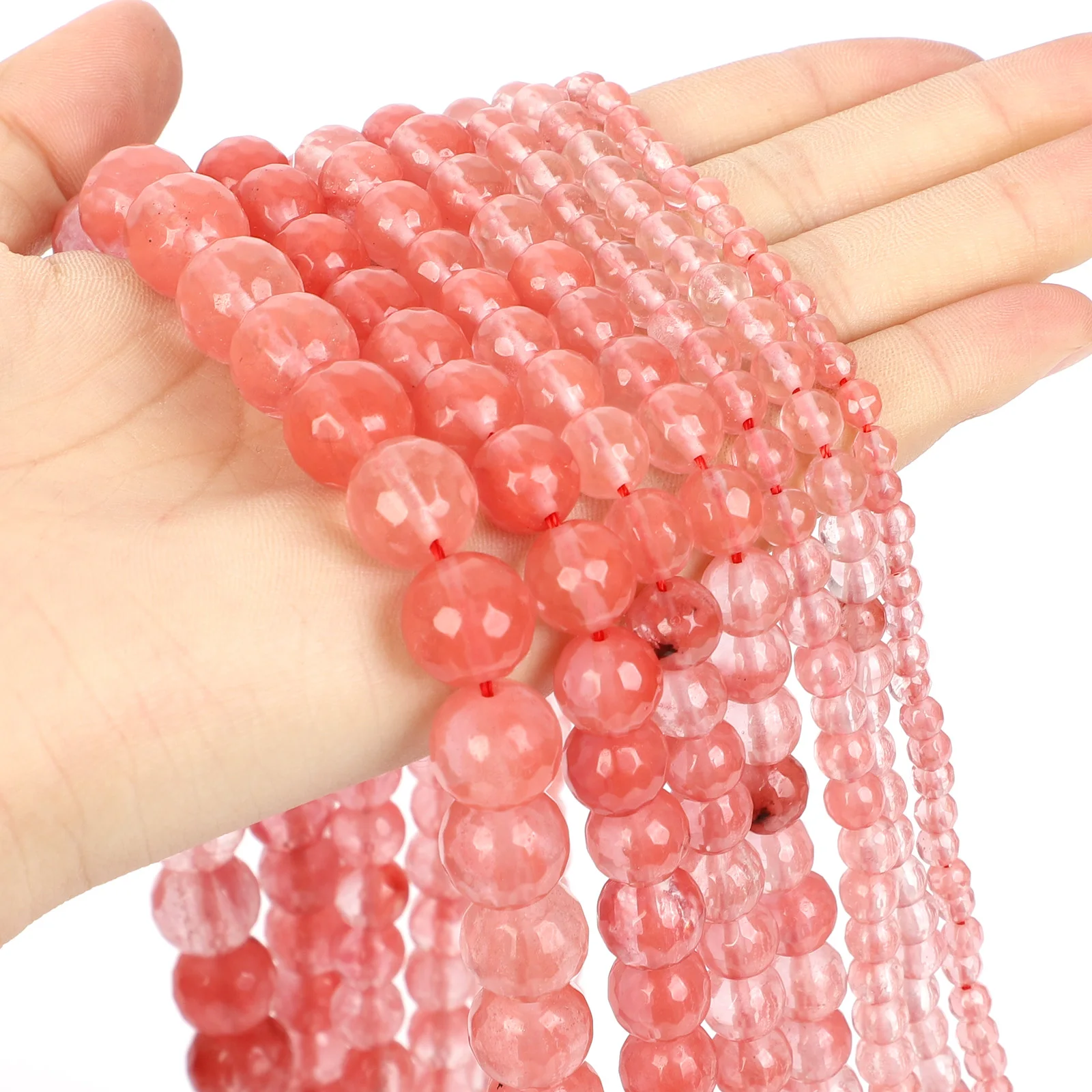 Бусины из натурального камня 15 дюймов ограненные бусины розового арбуза