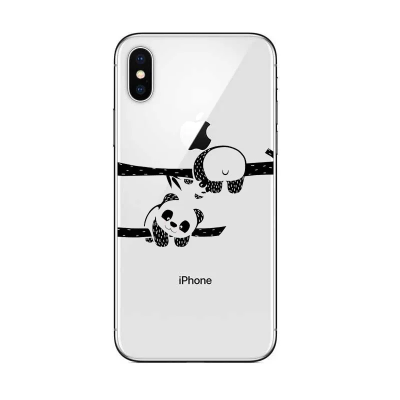 Милый чехол для телефона с рисунком панды iPhone 6 6s Plus 7 8 чехлы сердечками X 5 5S SE