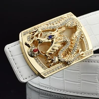 dragon belt men white waistband high quality fashion golden waistband genuine leather luxury brand ceinture homme waist belt