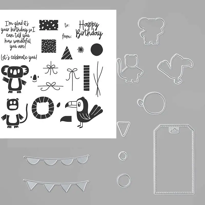 

HAPPY BIRTHDAY Metal Cutting Dies and Stamps Stencils for DIY Scrapbooking/photo album Decorative Embossing Paper Cards