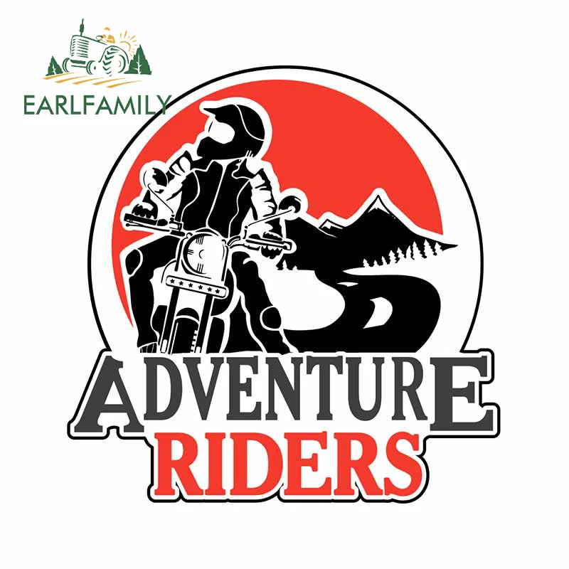 

EARLFAMILY 13 см x 13 см Приключения мотоциклистов, наклейка на заднее лобовое стекло, фотовиниловые водонепроницаемые автомобильные аксессуары