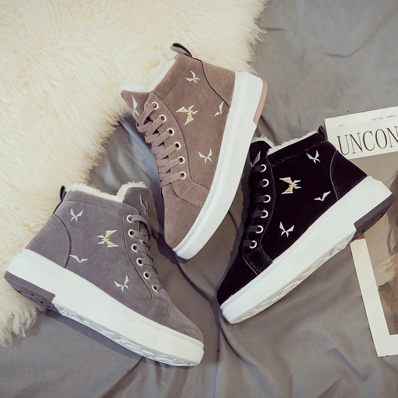 

Женские теплые кроссовки на платформе, плюшевые высокие туфли, на платформе, Осень-зима