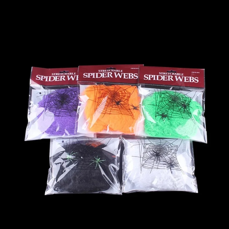 1pc Halloween Scary Party Decor Stretchy Cotton yarn Spider Web  Cotton Halloween Decoration for Bar Haunted Horror House Props
