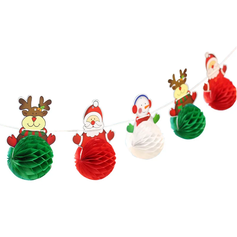 

Festive Venue Layout Paper Pull Strips Christmas Decorations Santa Claus Snowman Paper Ball Pull Flowers