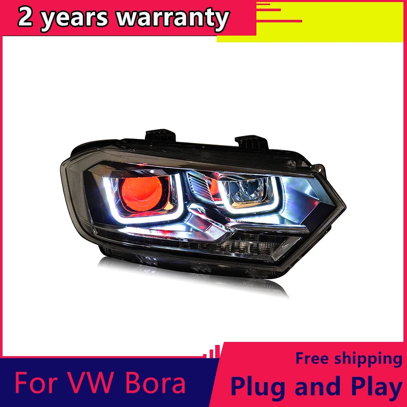 

KOWELL Car Styling For KOWELL Car Styling For VW Bora headlights 2016 For Bora head lamp led DRL front Bi-Xenon Lens Double Beam