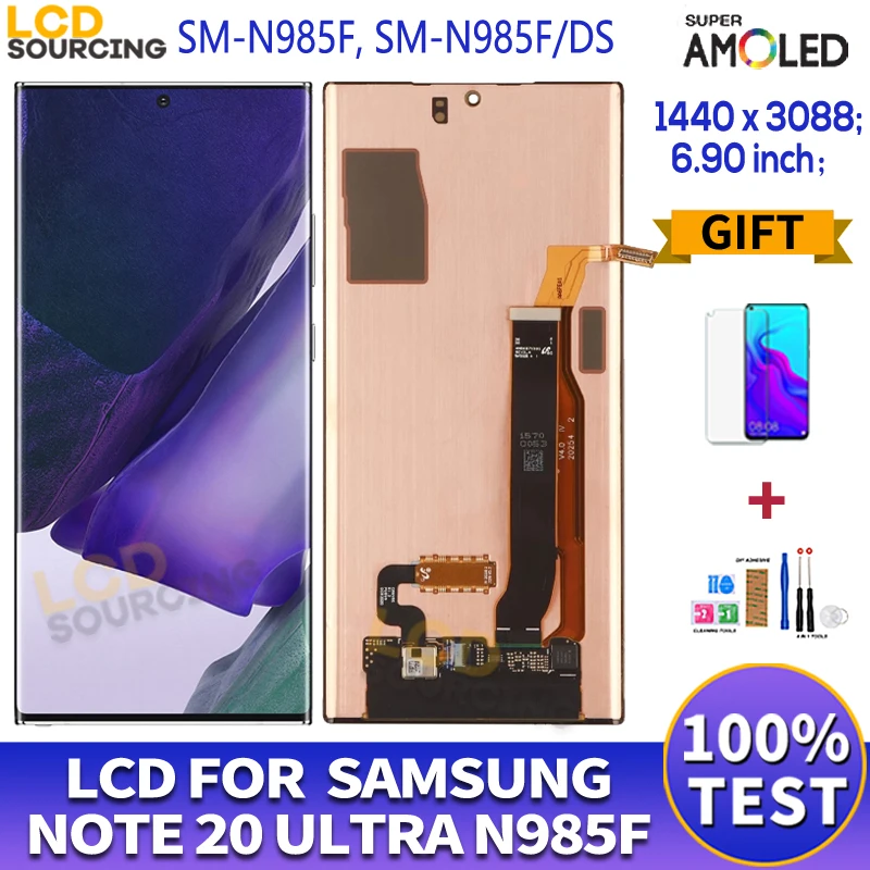 

AMOLED LCD для Samsung Note 20 Ультра ЖК-дисплей SM-N985F сенсорный экран, дигитайзер, для сборки, для Samsung Note 20u ультра заменить
