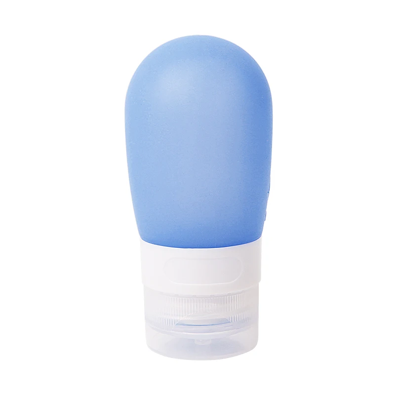 60ML-Blue Портативная силиконовая бутылка для многоразового использования пустой Упаковочный пресс для лосьона шампунь Косметическая легкосжимаемая тара 38 мл 60 мл 80 мл - Цвет: 60ML-Blue