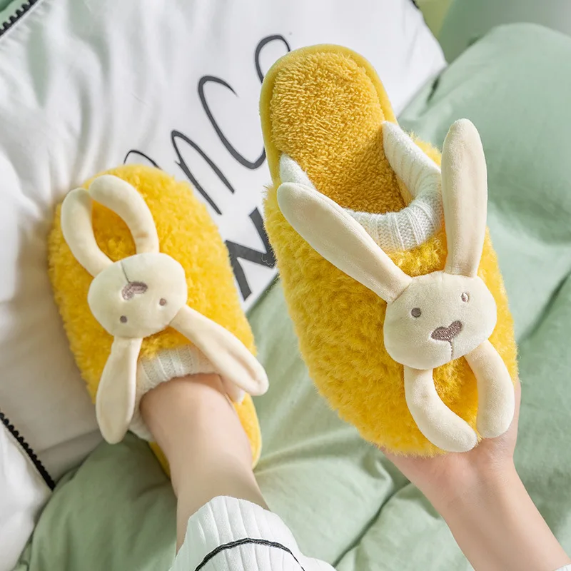 Non-slip Men Women Soft Shoes Floor Slippers Cotton Home Shoes Winter Women Slippers Couples Lovers Wool Warm Plush Indoor