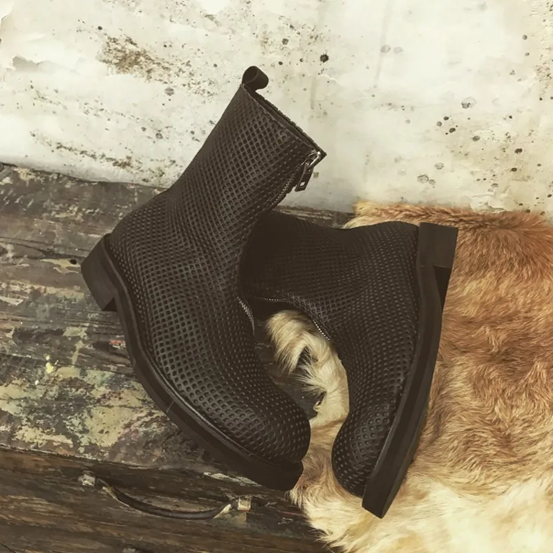 Ажурные дышащие мужские сапоги до середины икры в стиле Харадзюку винтажные