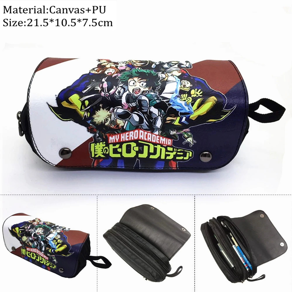 

Anime My Hero Academia Canvas Pencil Case Midoriya Izuku Student Penbag Boy Girl Zip Cosmetic Bags Cartoon Makeupbag Stationery