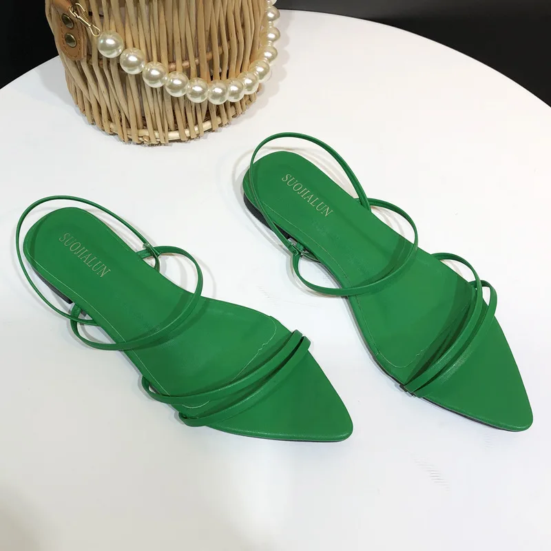 

2021 Concise Style Women Sandals Hot Summer Sandals Pointe Toe Shoes Fashion Shoes Woman Comfort Leather Sandals Woman U364