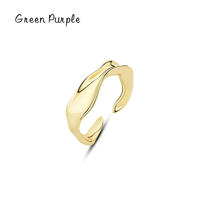 

2022 New Fashion Elegant Gold Color Irregular Finger Rings Classic 100% 925 Sterling Silver Ring For Women Wedding Fine Gift