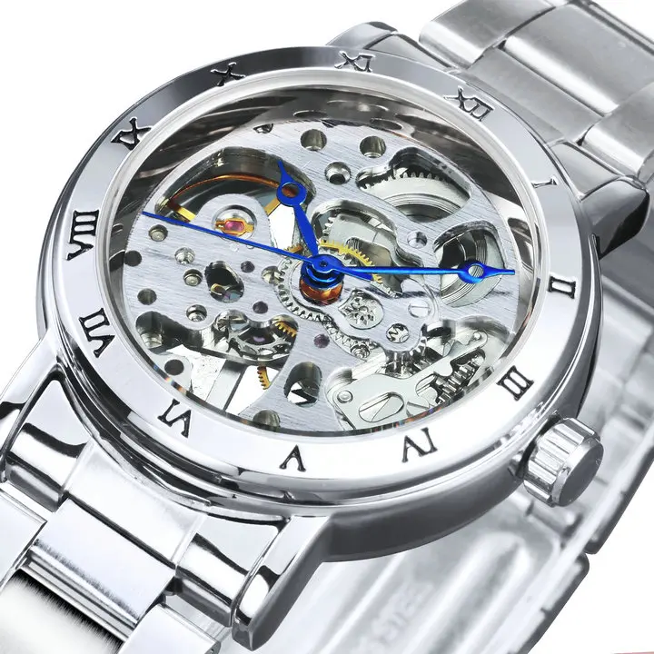 Часы скелетоны WINNER женские механические золотистые Роскошные элегантные